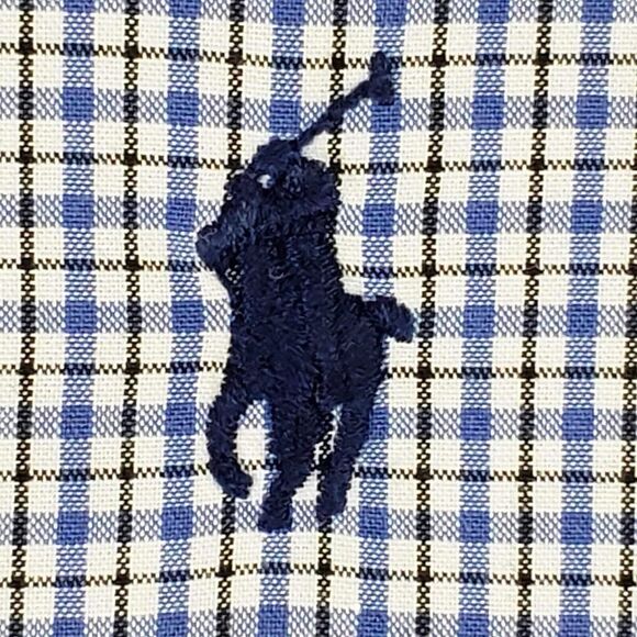 Polo Ralph Lauren Shirt Oxford Button Down LS Mens Size 17.5 XXL Blue Plaid - Picture 8 of 11